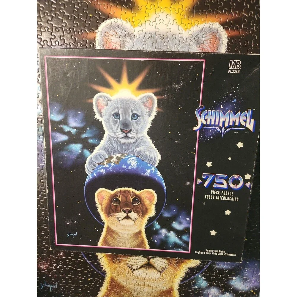 Vintage 1996 Schimmel Puzzle Siegfried & Roy White Lions Sarmoti Shaka 750 Piece